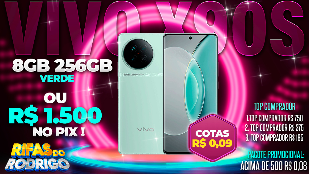 VIVO X90S 8GB 256GB VERDE OU R$1.500 NO PIX! TOP COMPRADORES: 1.R$750 2.R$375 3.R$185