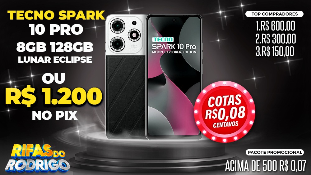 TECNO SPARK 10 PRO 8GB 128GB GLOBAL LUNAR ECLIPSE OU R$1.200 NO PIX! TOP COMPRADORES: 1.R$600 2.R$300 3.R$150