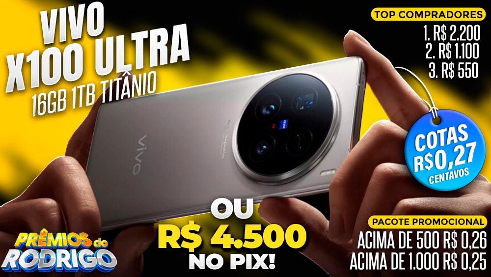 VIVO X100 ULTRA 16GB 1TB TITANIO OU R$4.500 NO PIX!!! TOP COMPRADORES: 1.R$2.200 2.R$1.100 3.R$550