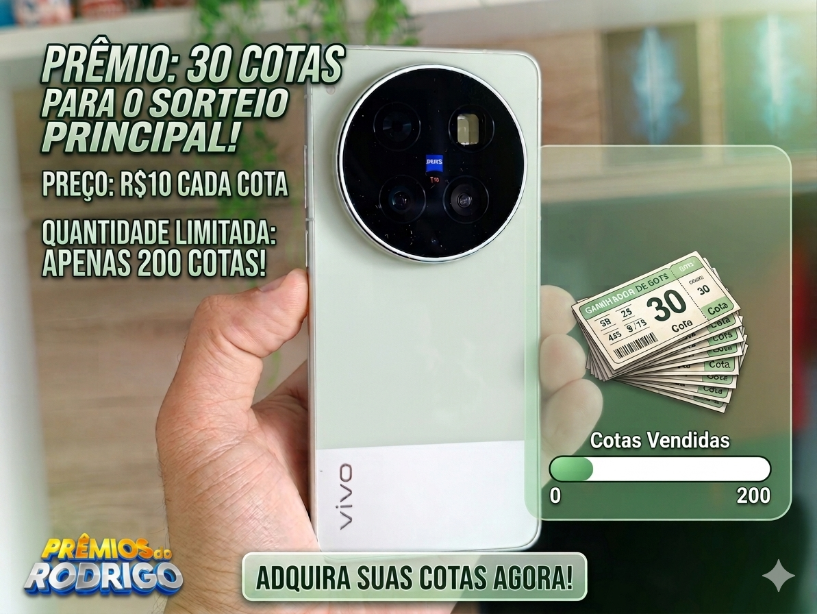 SORTEIO DE 30 COTAS PARA O VIVO X300 ULTRA 16GB 512GB ou R$8.000 NO PIX!!