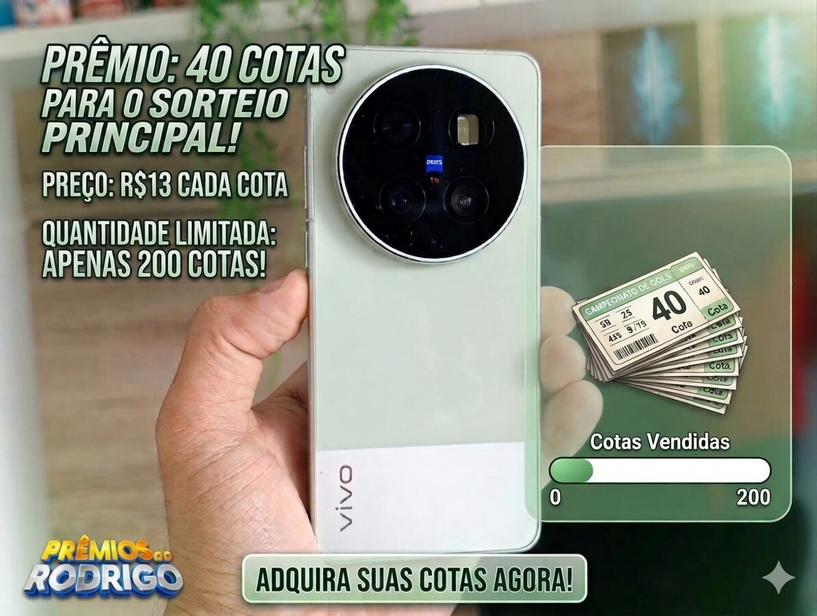 SORTEIO DE 40 COTAS PARA O VIVO X300 ULTRA 16GB 512GB ou R$8.000 NO PIX!!