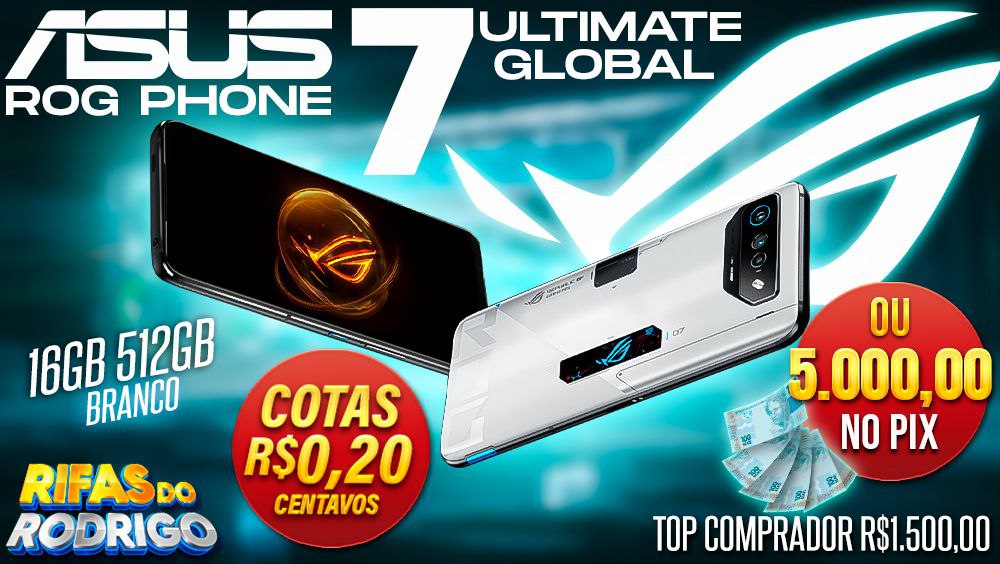 ROG PHONE 7 ULTIMATE GLOBAL 16GB 512GB BRANCO OU R$5.000 NO PIX! TOP COMPRADOR LEVA R$1.500 NO PIX!
